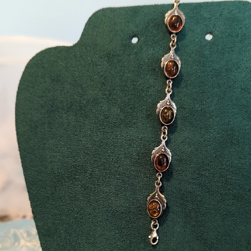 Sterling Silver Amber Bracelet